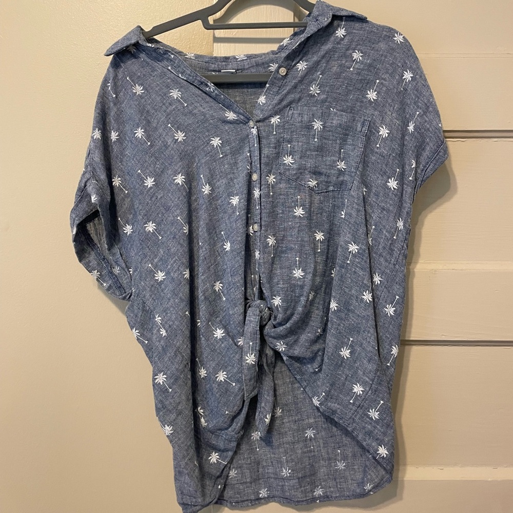 Old Navy palm tree top (feels like a linen fabric&has a cute knot on the bottom)
